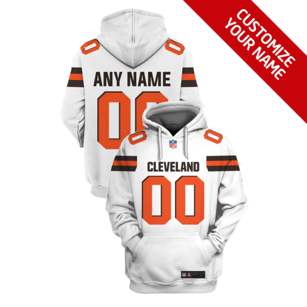 Men's White Cleveland Browns Active Player Custom 2021 Pullover Hoodie